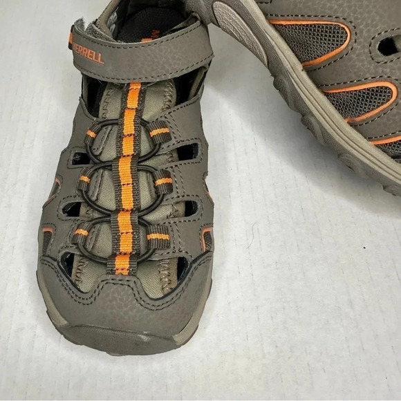 Merrell Hydro H2O Hiker Sandals Boys Size 3M Gray Orange Leather Strap - Picture 8 of 11